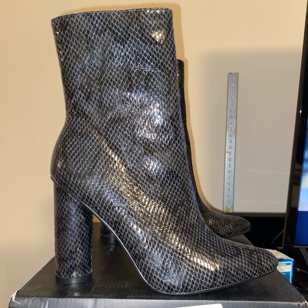 Snakeskin booties